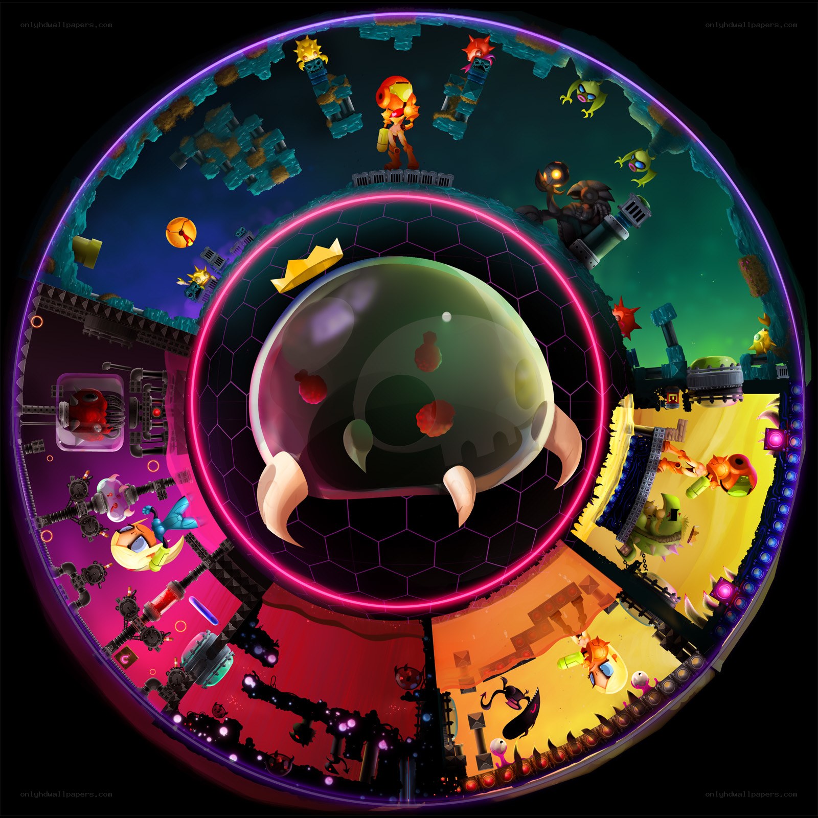 circular game world collage
