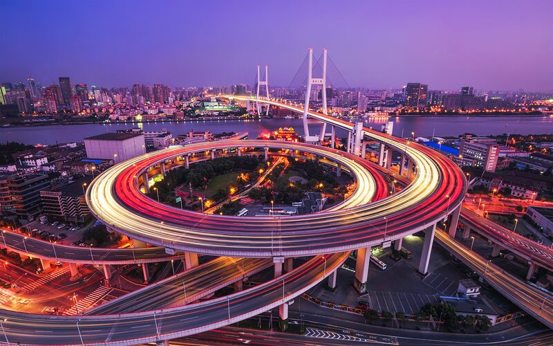 Circular Highway Interchange — Purple, Dramatic