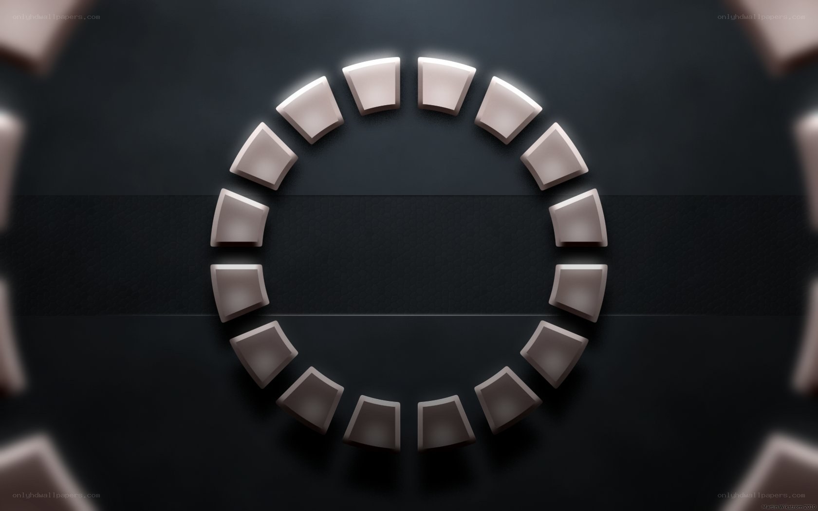 Circular key design on dark background