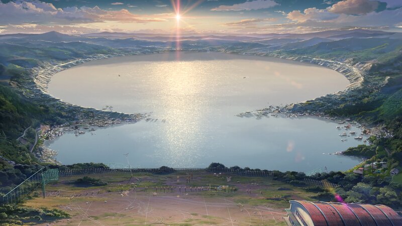 Circular Lake Landscape — Blue