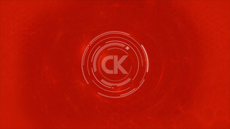 Circular Logo on Red Background