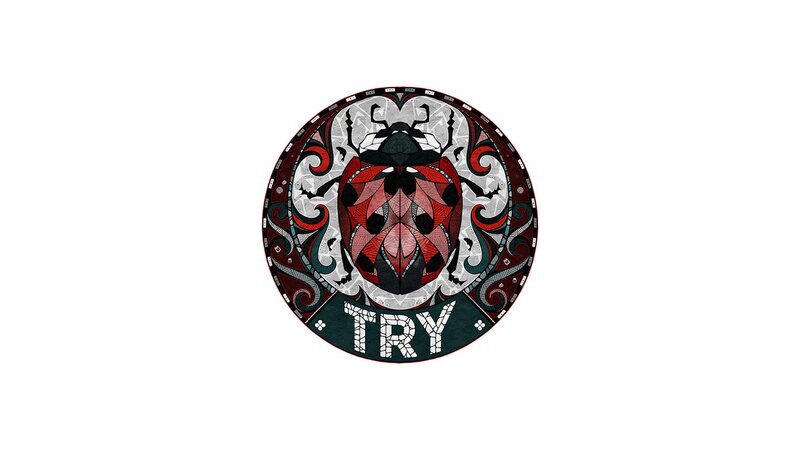 circular logo with beetle design
