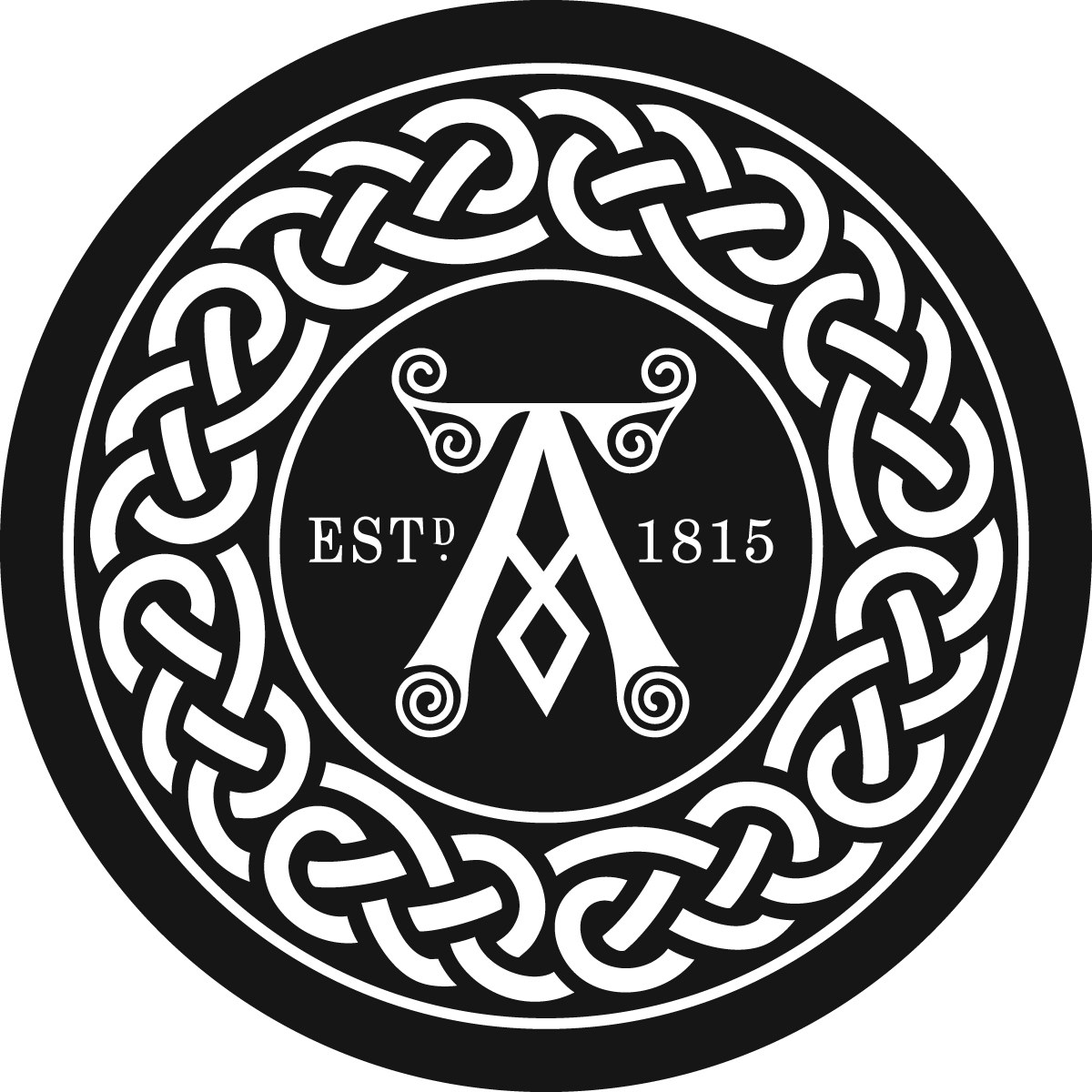 circular logo with celtic knot design