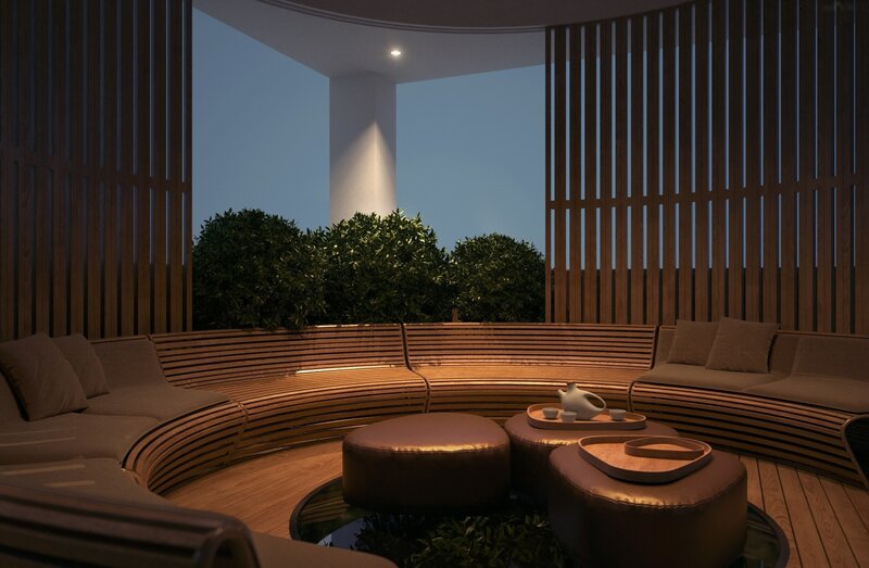 Circular lounge seating area
