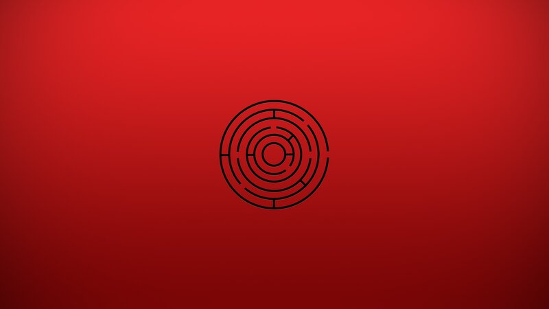 circular maze on red background