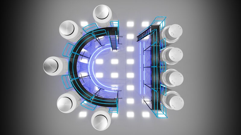 Circular Platform with Cylinders