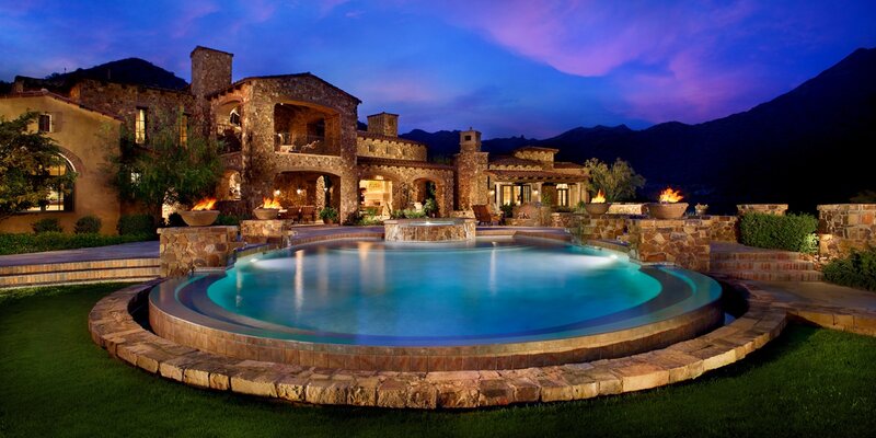Circular Pool at Night
