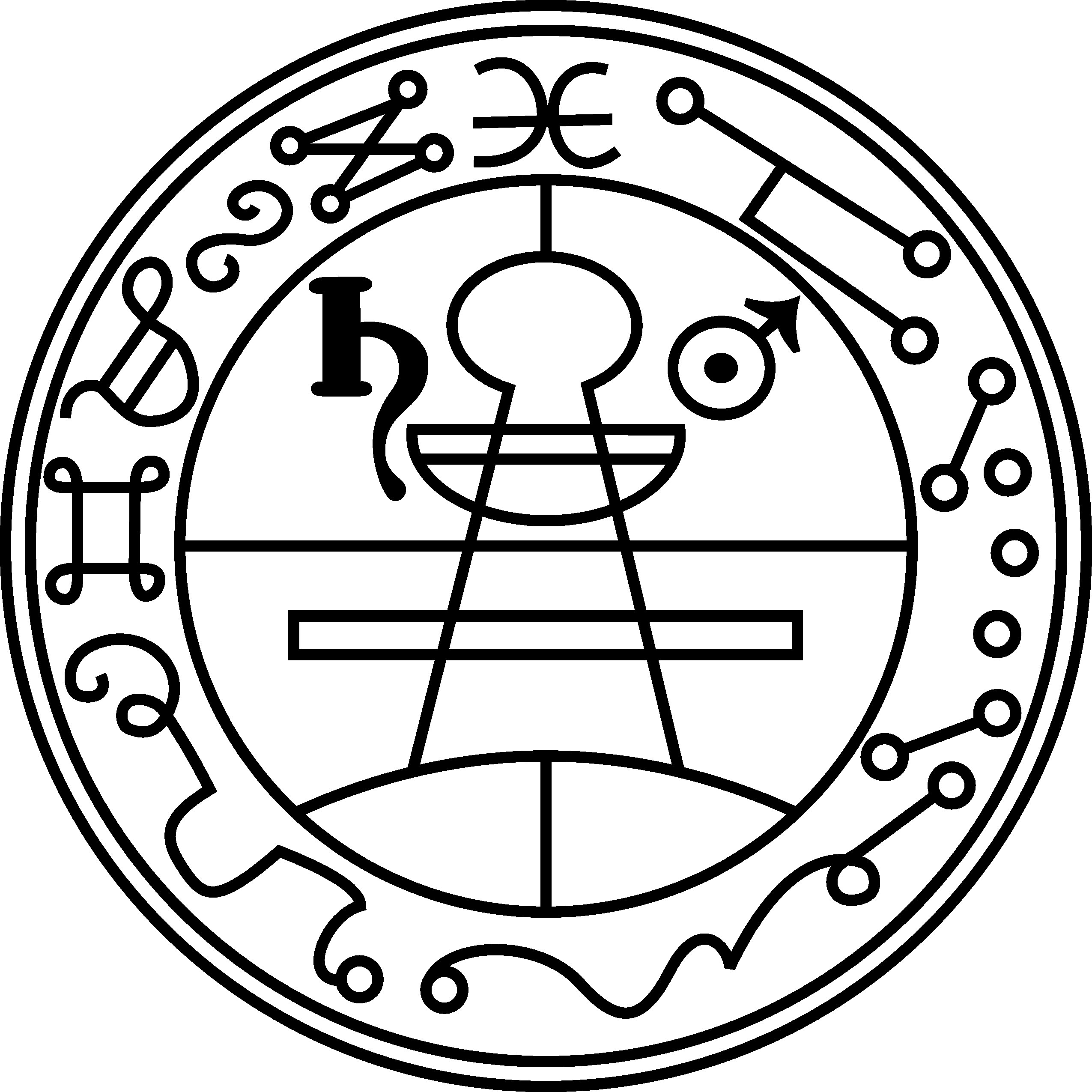 circular sigil with occult symbols