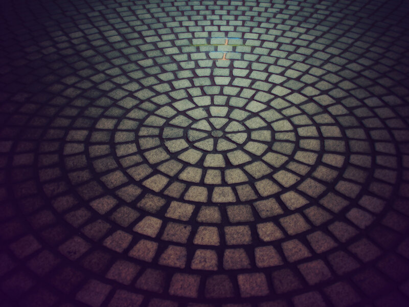 Circular Stone Pavement — Gray, Dramatic