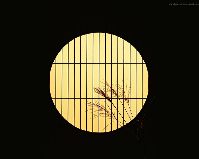 circular window with grass silhouette
