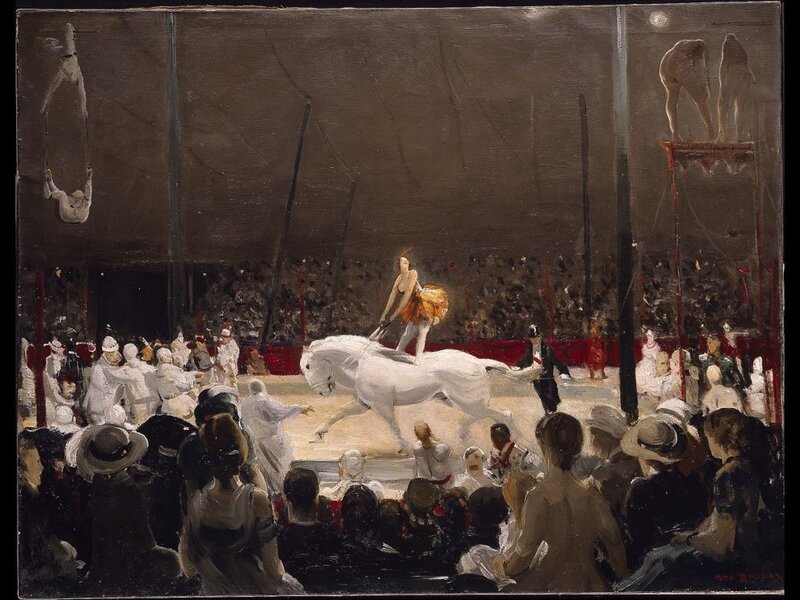 Circus performance with white horse