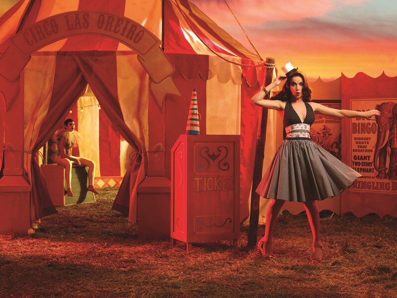 Circus performer at sunset