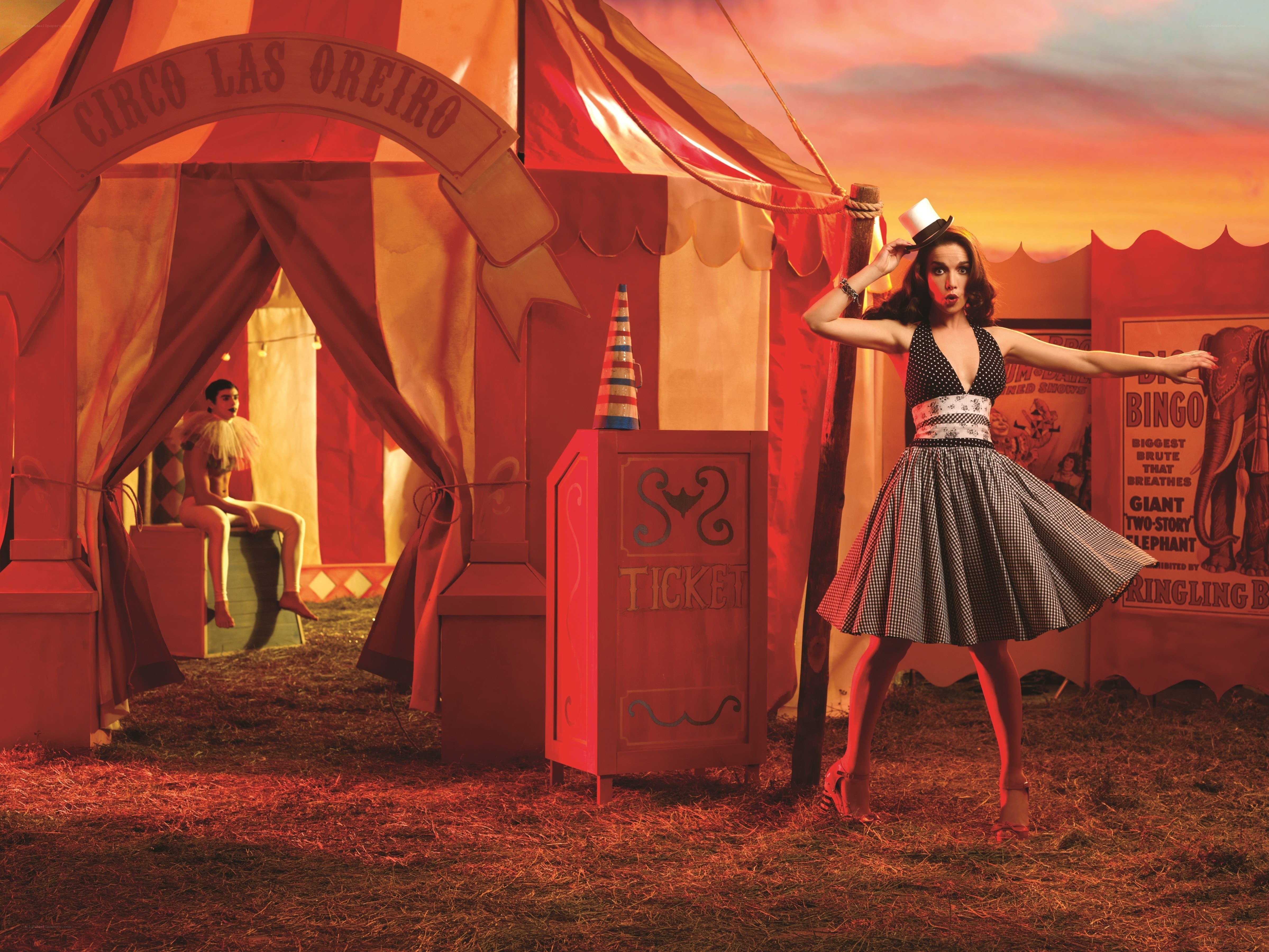 Circus performer at sunset