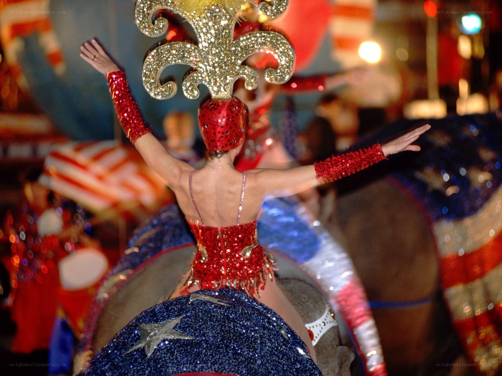 Circus performer in red costume