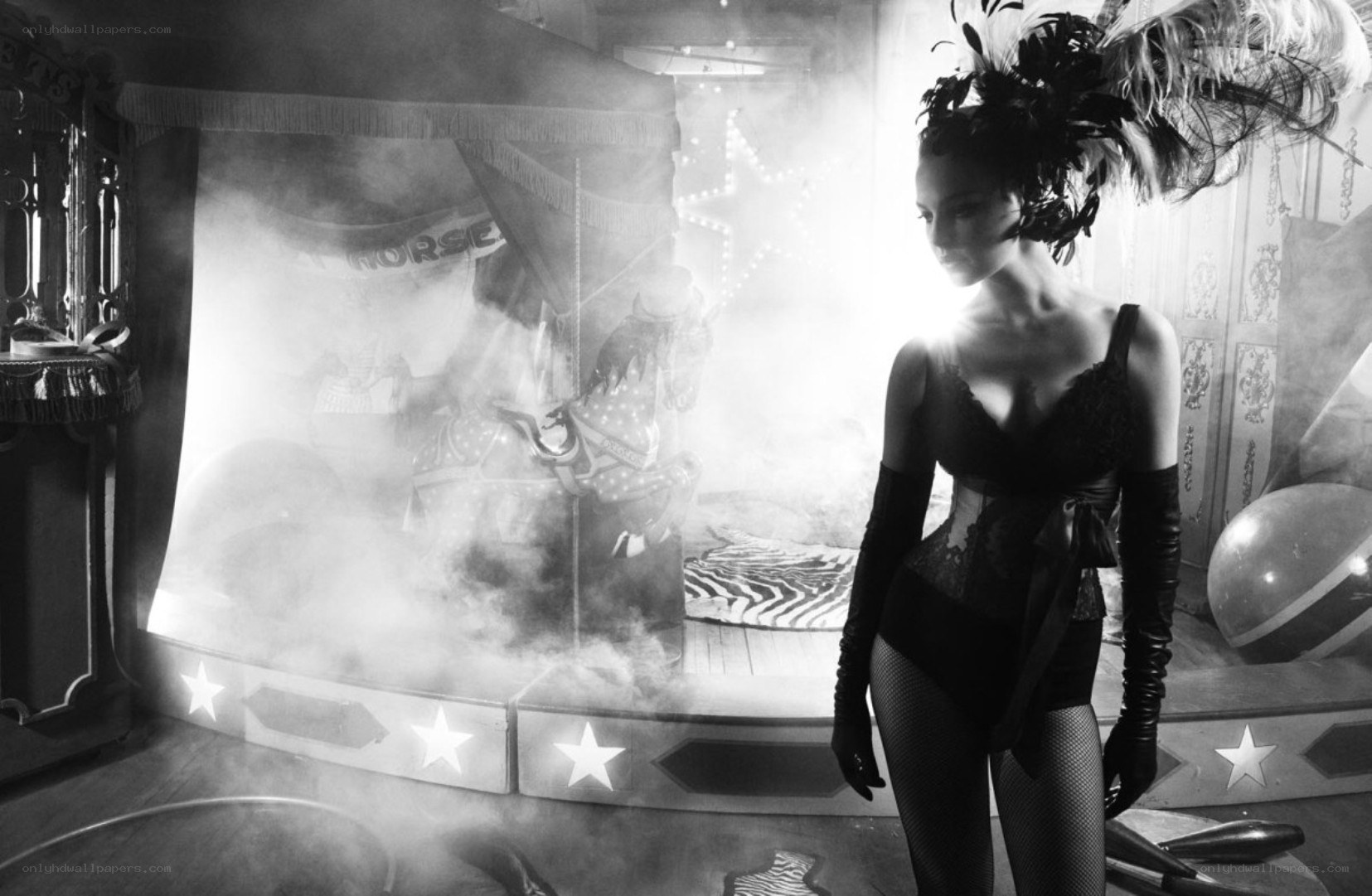 Circus performer in smoke