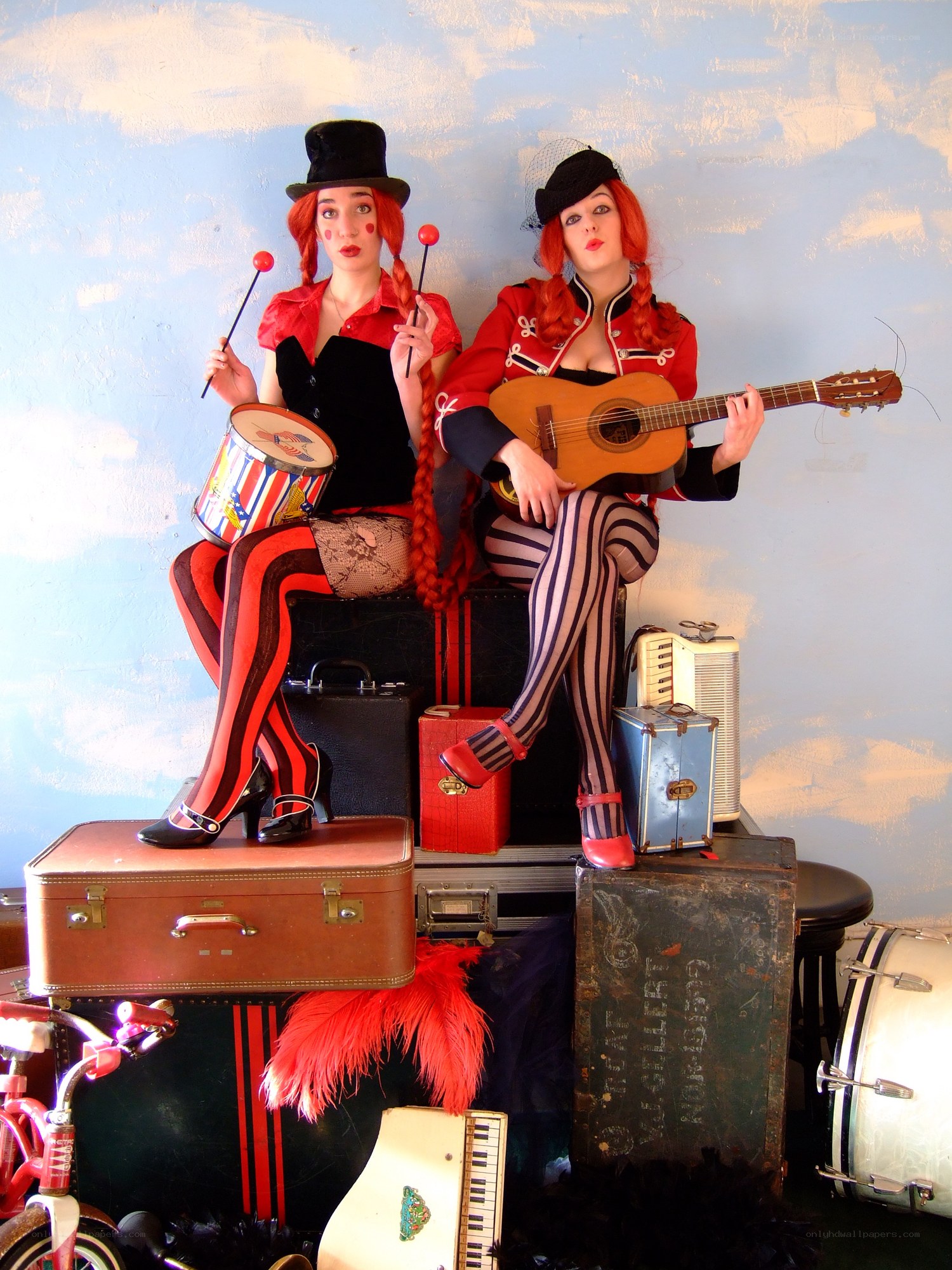 Circus performers with instruments