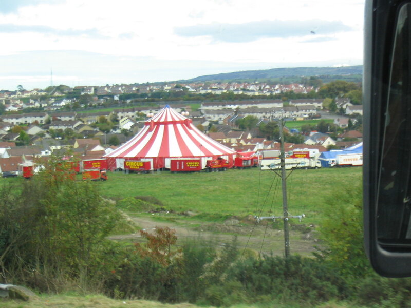 Circus setup in a field