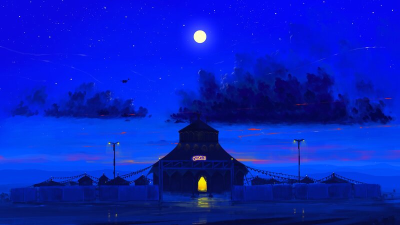 Circus Tent at Night — Blue