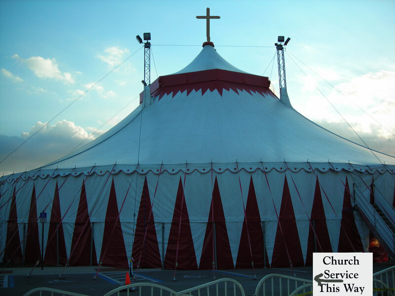 Circus tent with cross