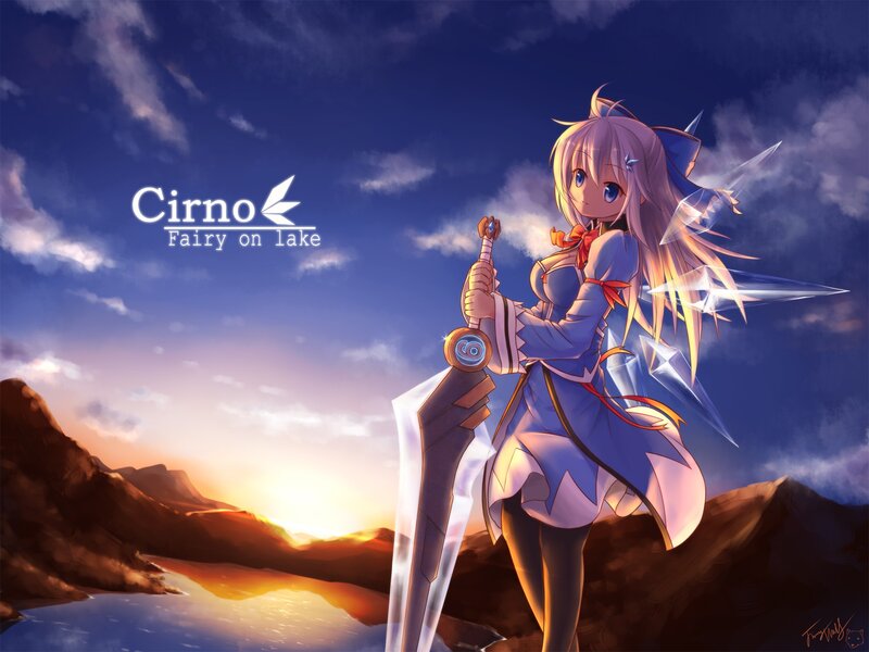 Cirno fairy on lake