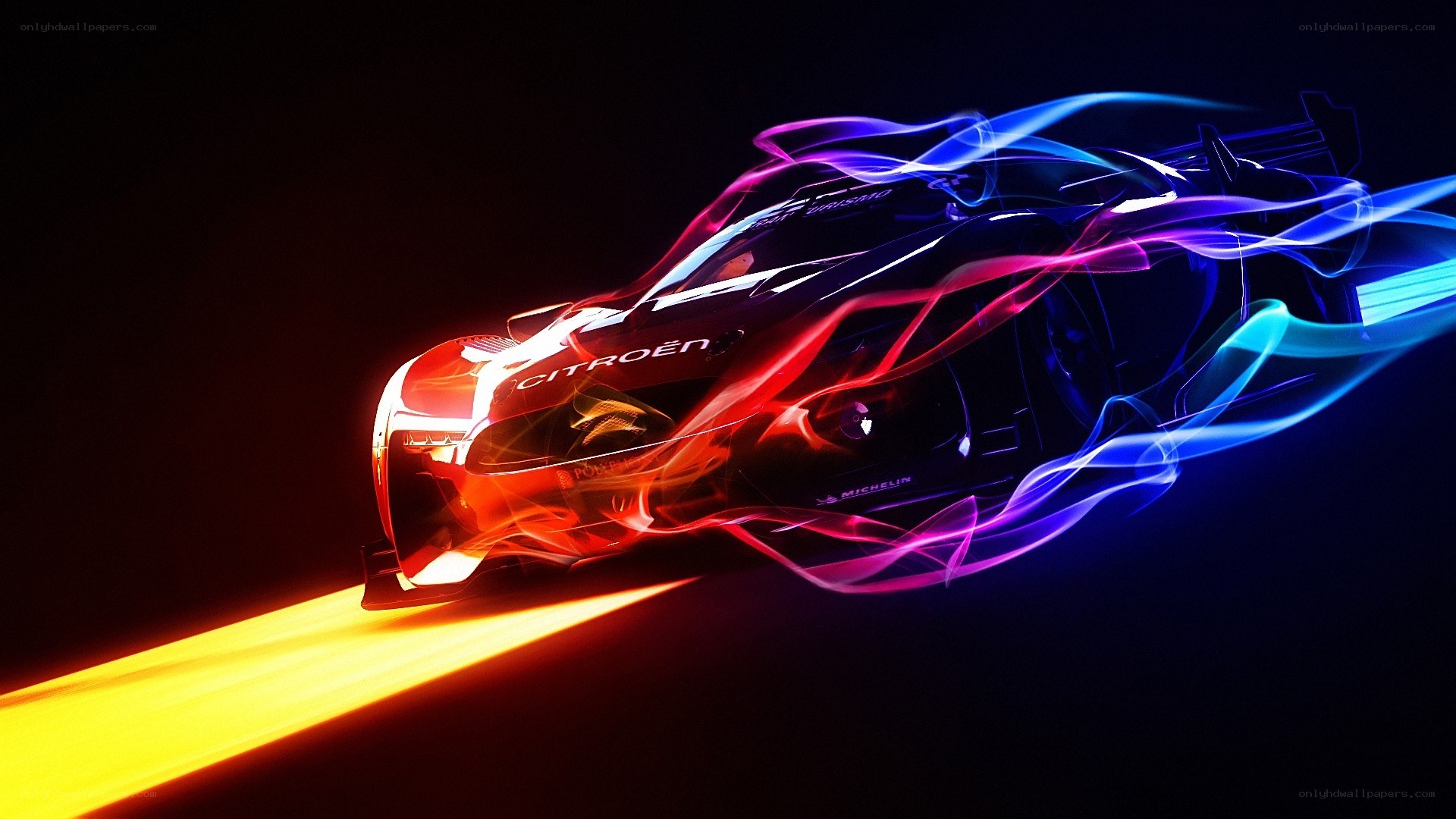 Citroën racing car with light trails