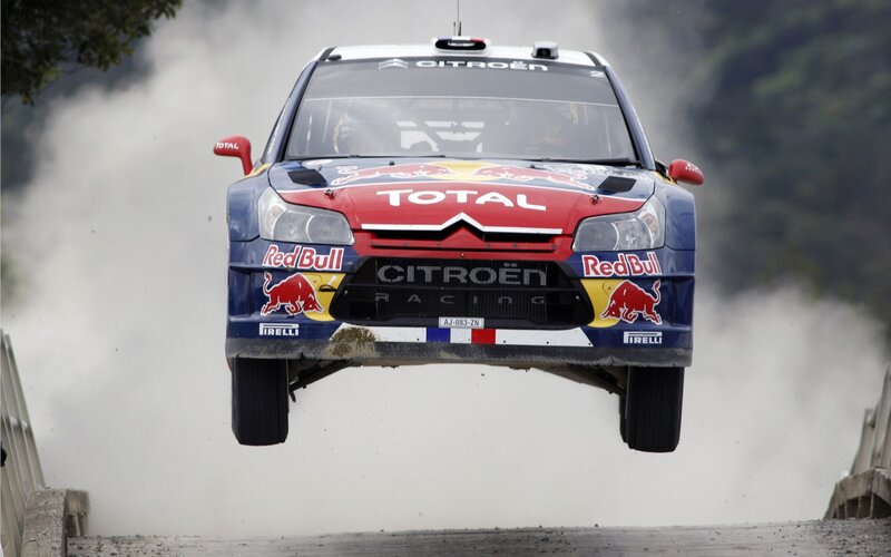 Citroën rally car in mid-air