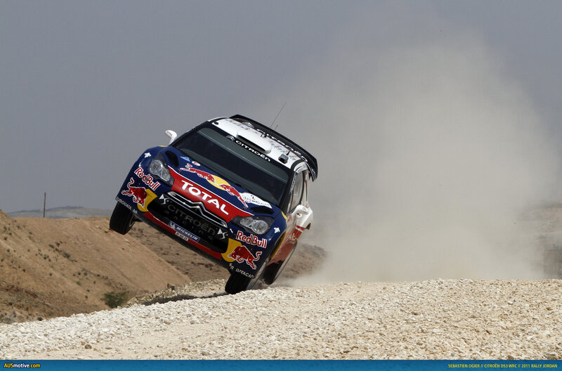 Citroën rally car in mid-air
