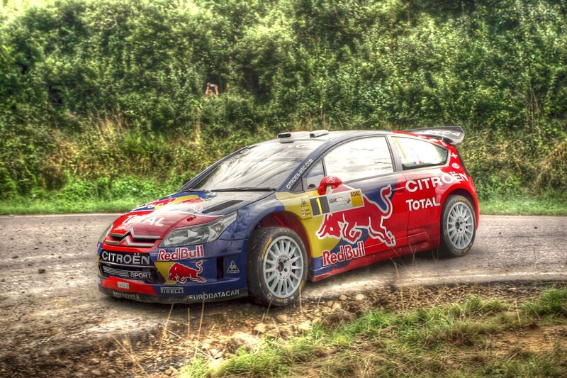 Citroën rally car on a forest road
