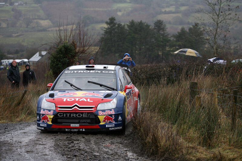 Citroën rally car on a muddy road