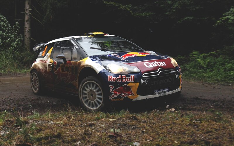 Citroën rally car on forest road