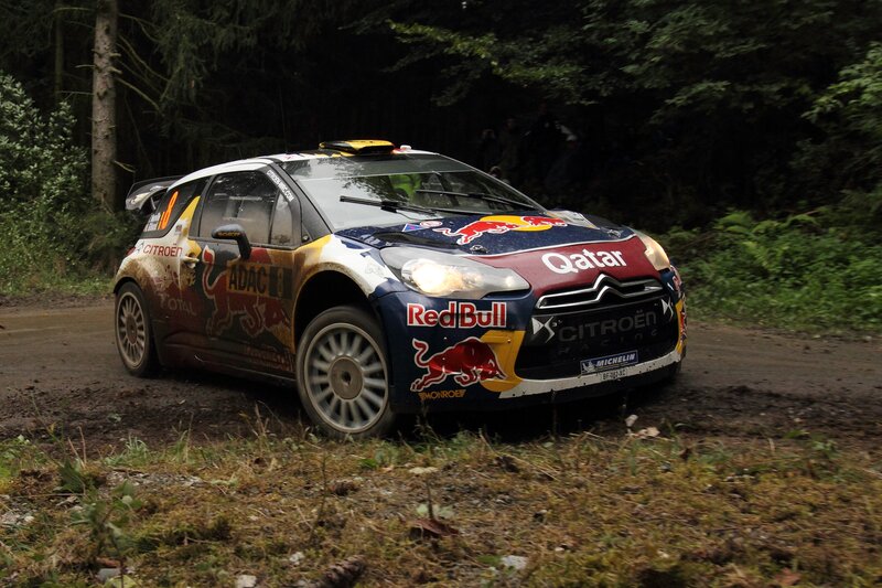 Citroën rally car on forest road
