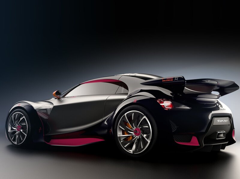 Citroen Survolt Concept Car — Black, Dramatic, 3d Render, Wings
