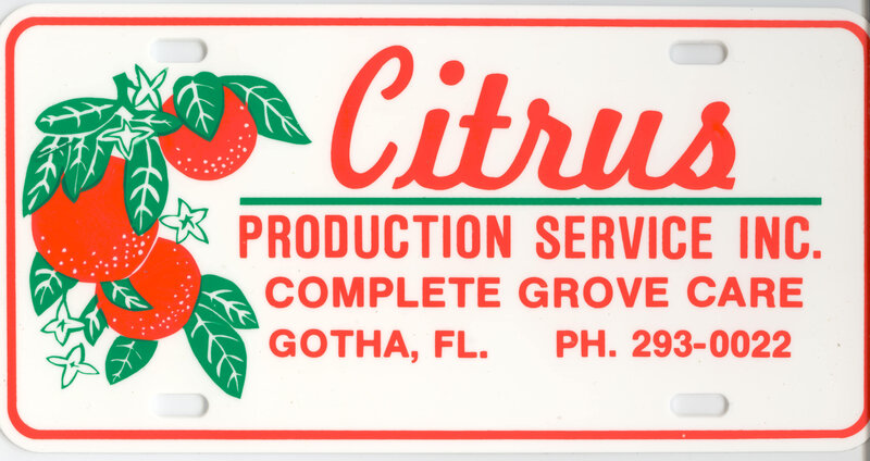 Citrus Production Service license plate