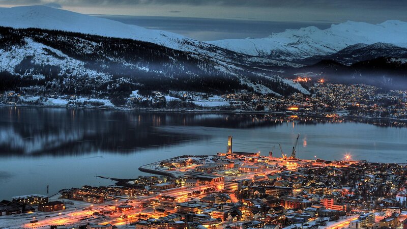 City at Night in Winter