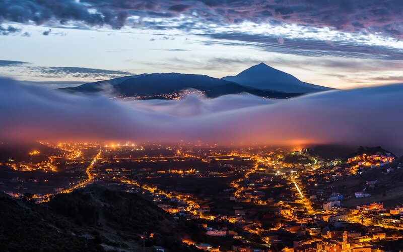 City at Night with Fog