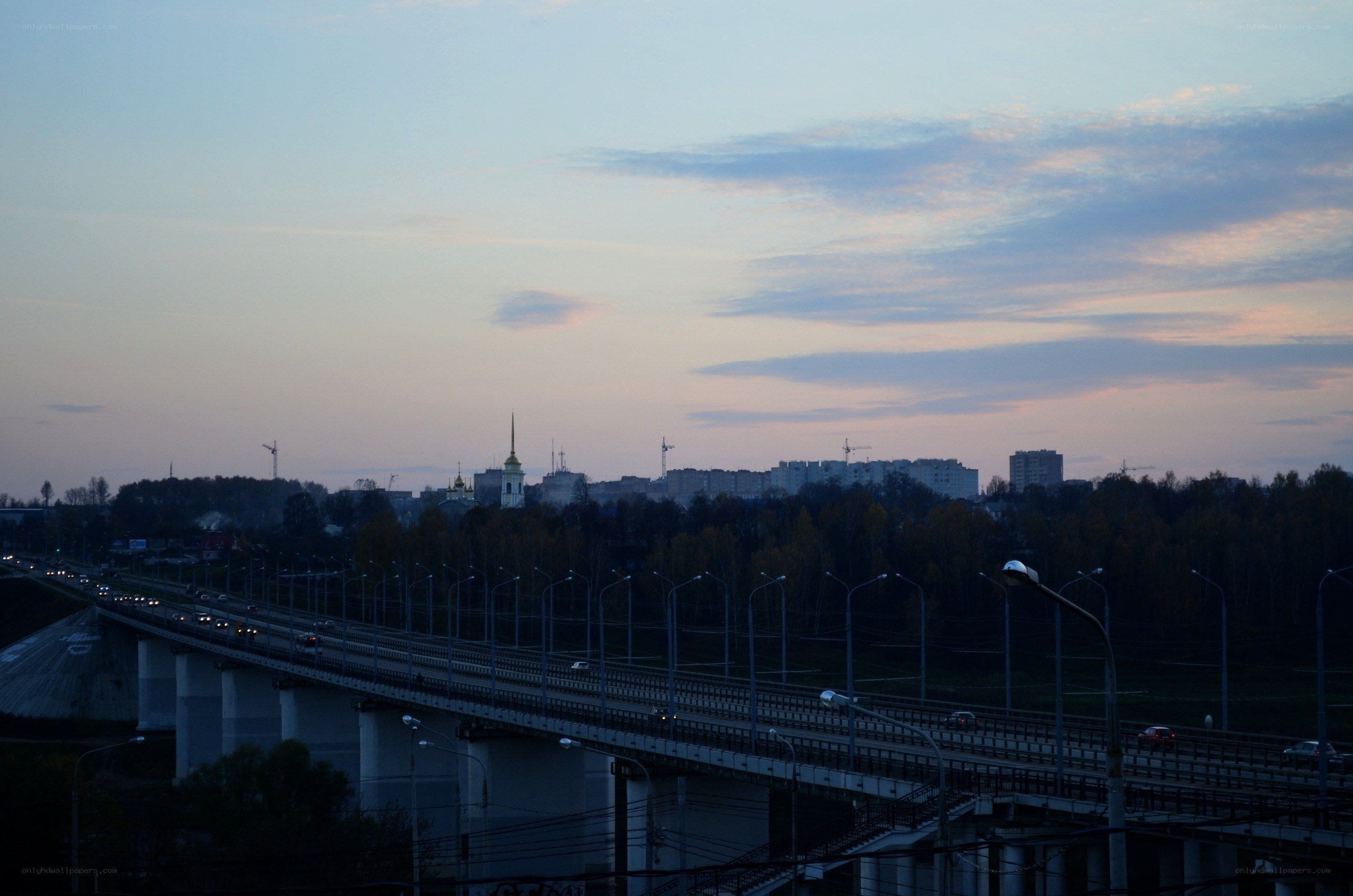 City bridge at dusk