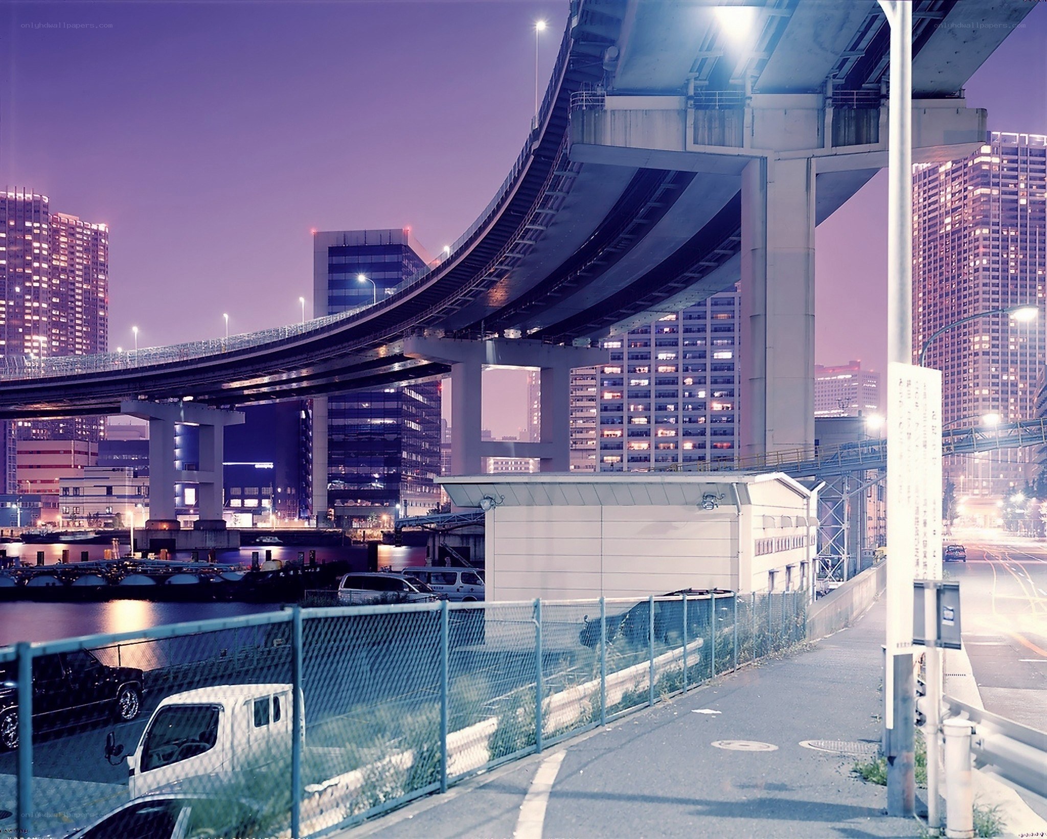 City bridge at dusk