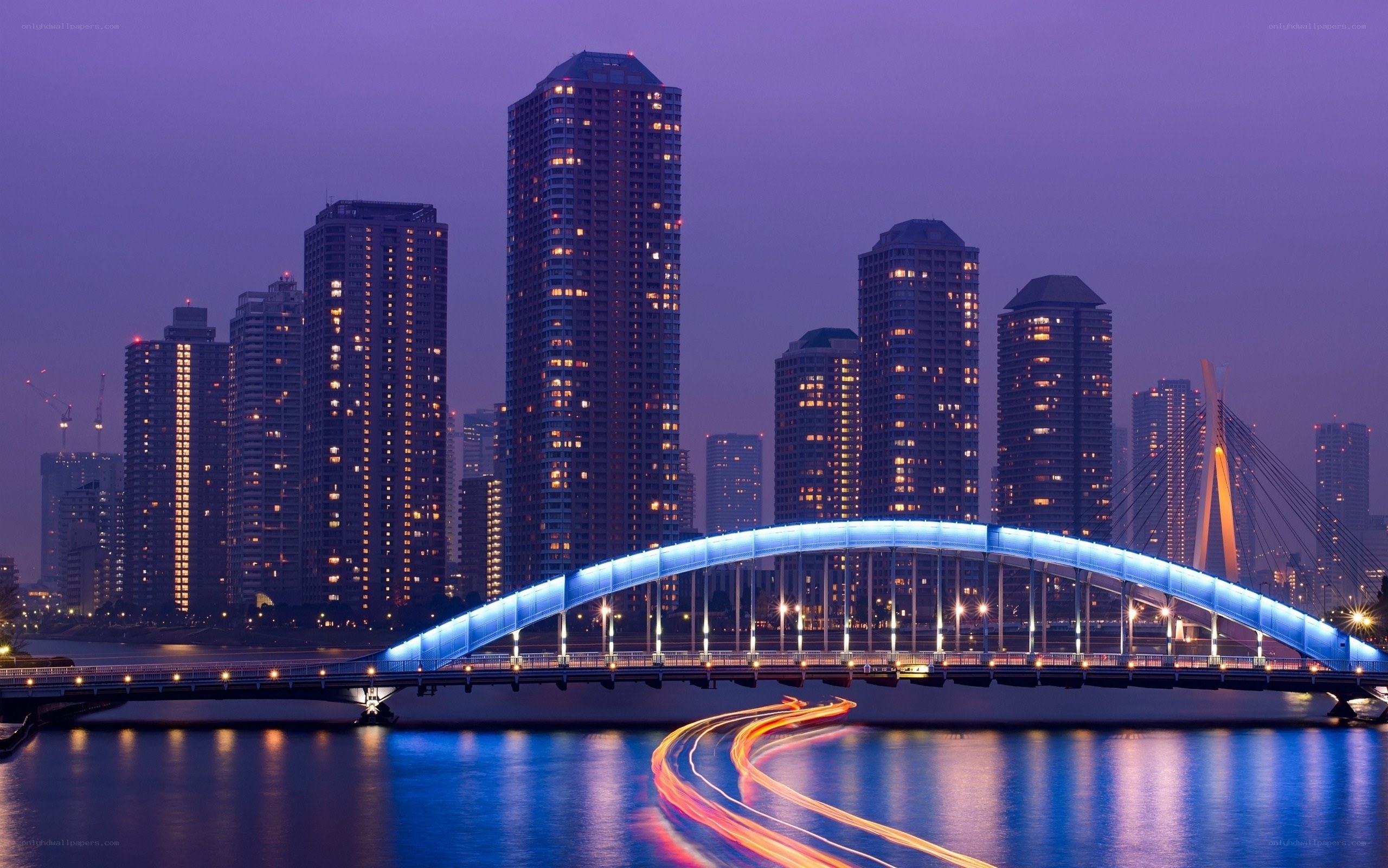 City bridge at dusk