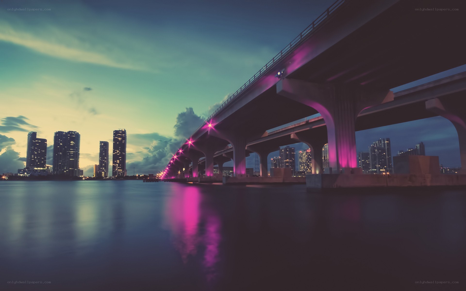 City bridge at dusk
