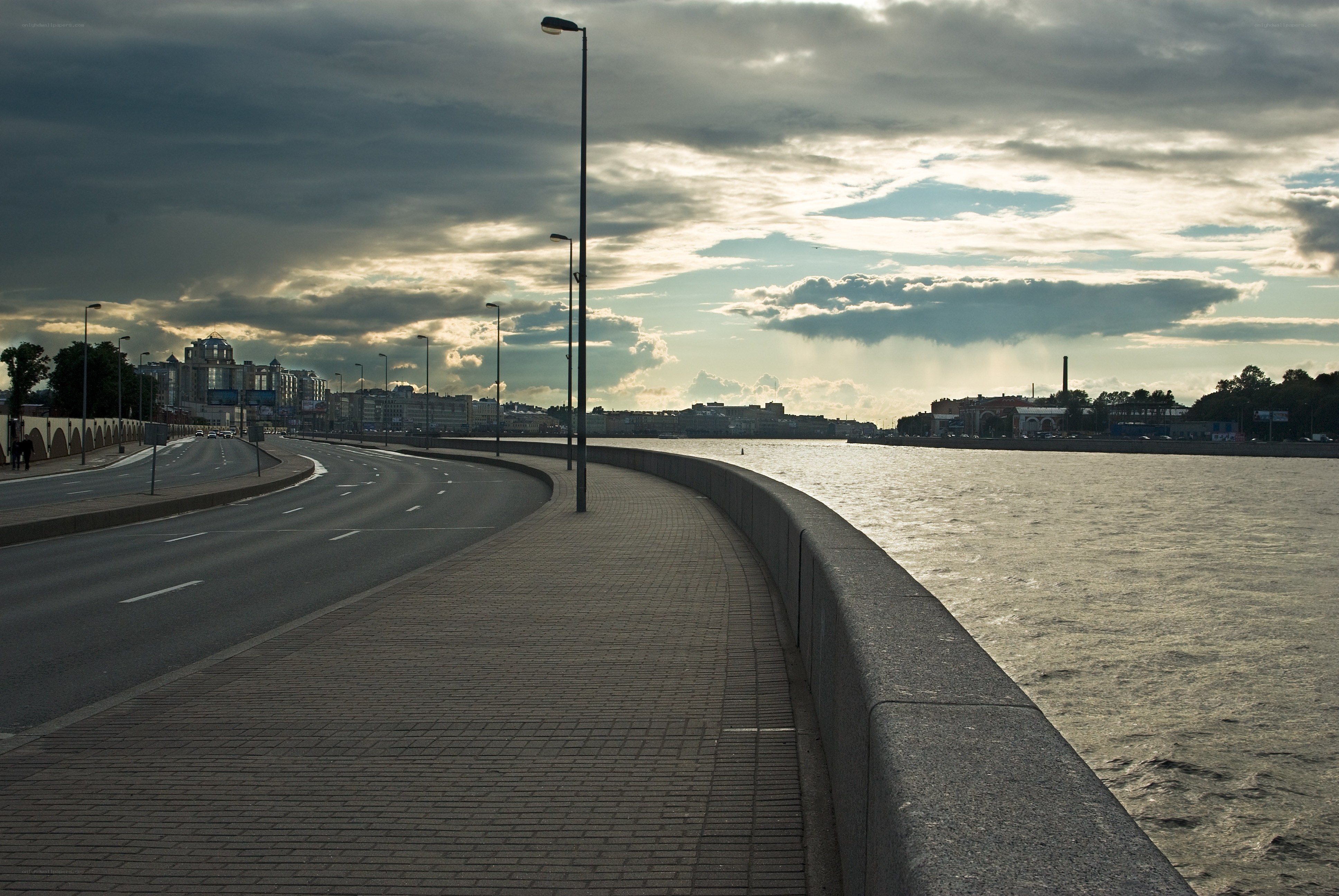 City bridge at sunset