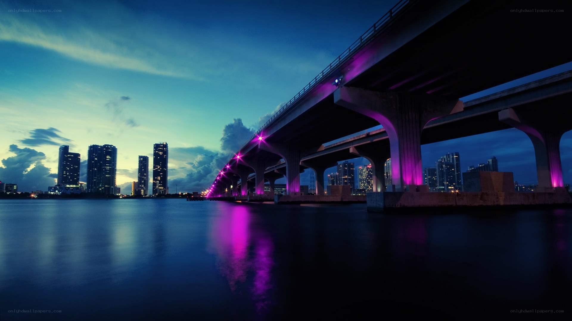City bridge at twilight