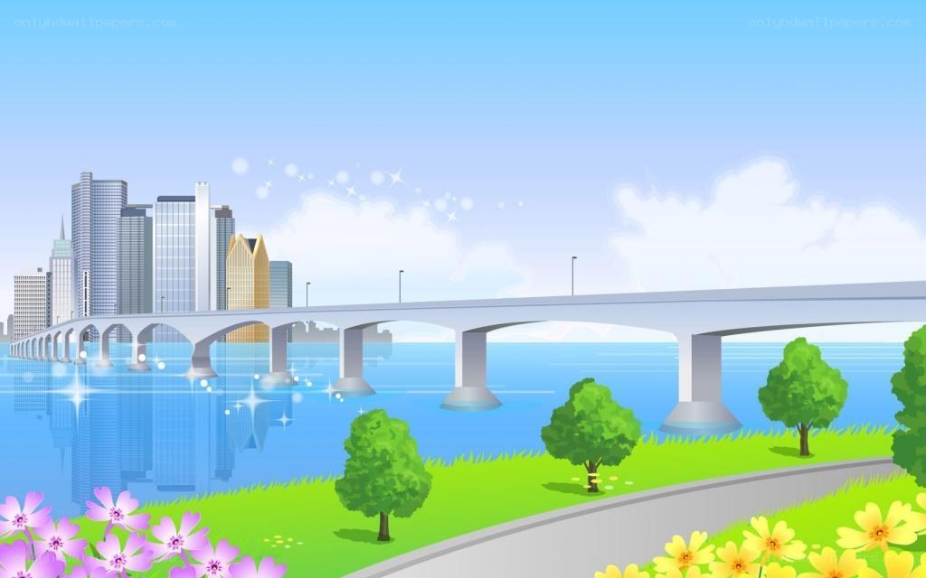 City bridge over river