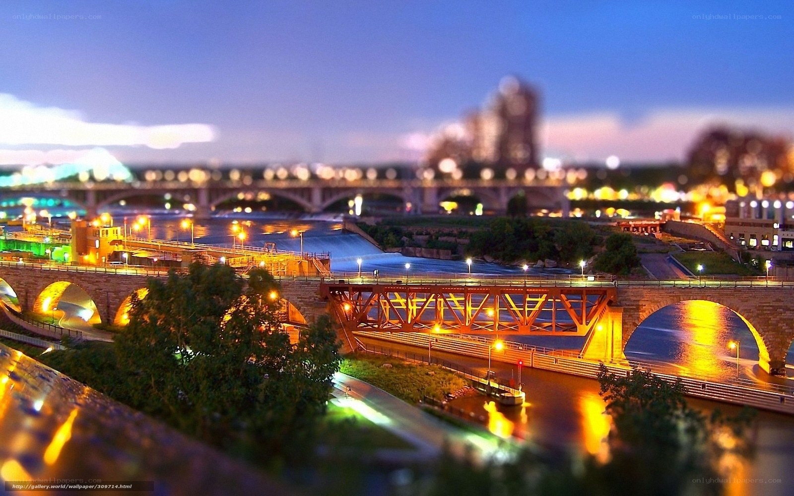 city bridges at twilight