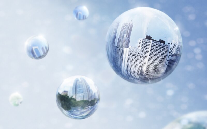 city bubbles in the sky