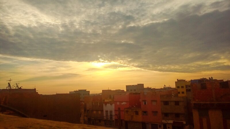 City Buildings at Sunset — Yellow