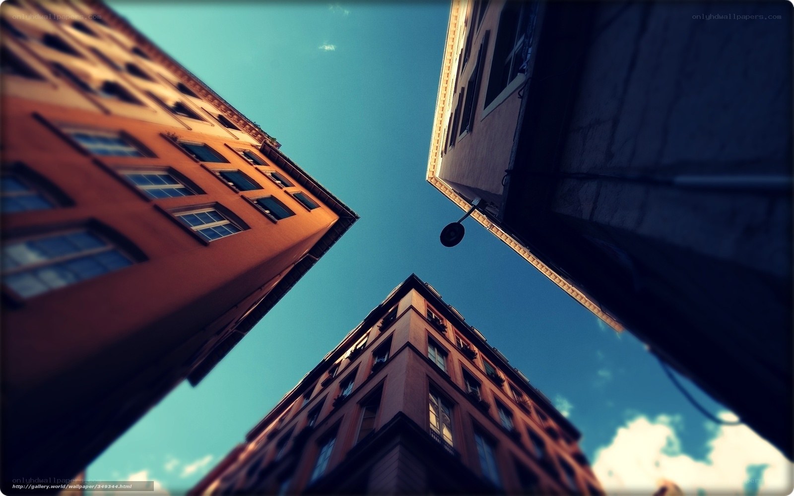 city buildings from below