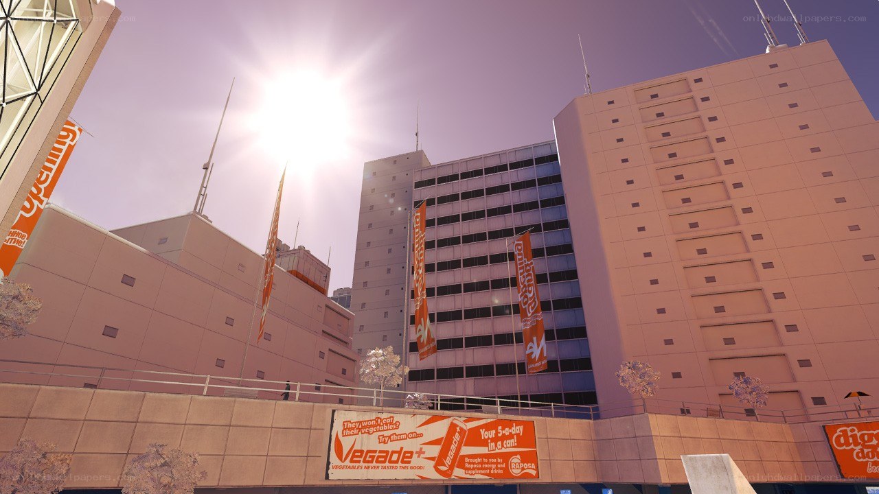 city buildings under bright sun