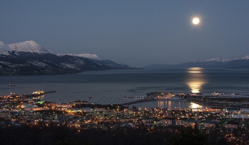 City by a Bay at Night — Blue