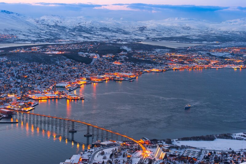 City by Fjord at Dusk