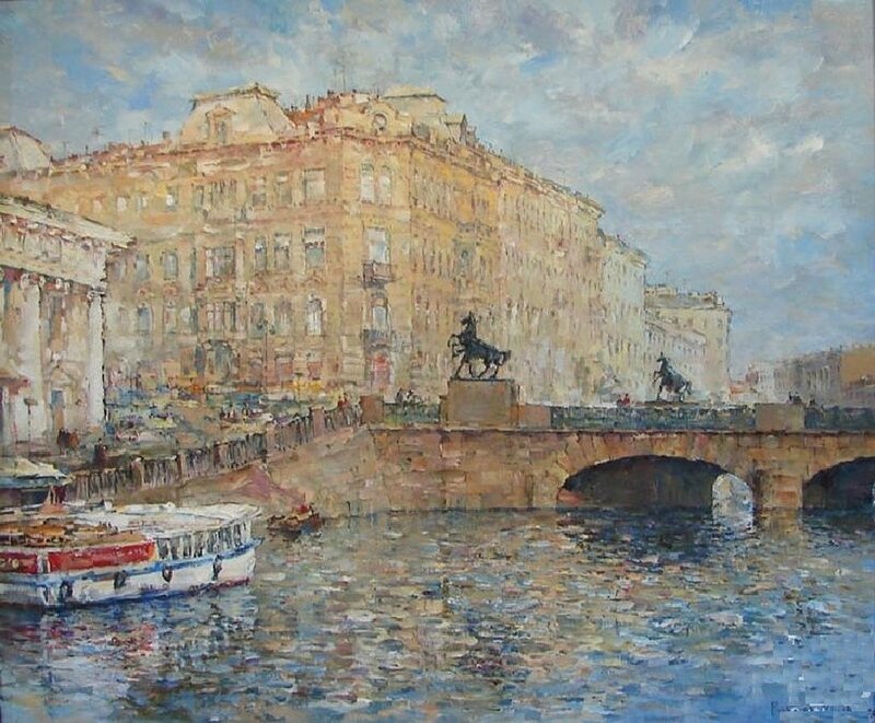 City by the river with bridge